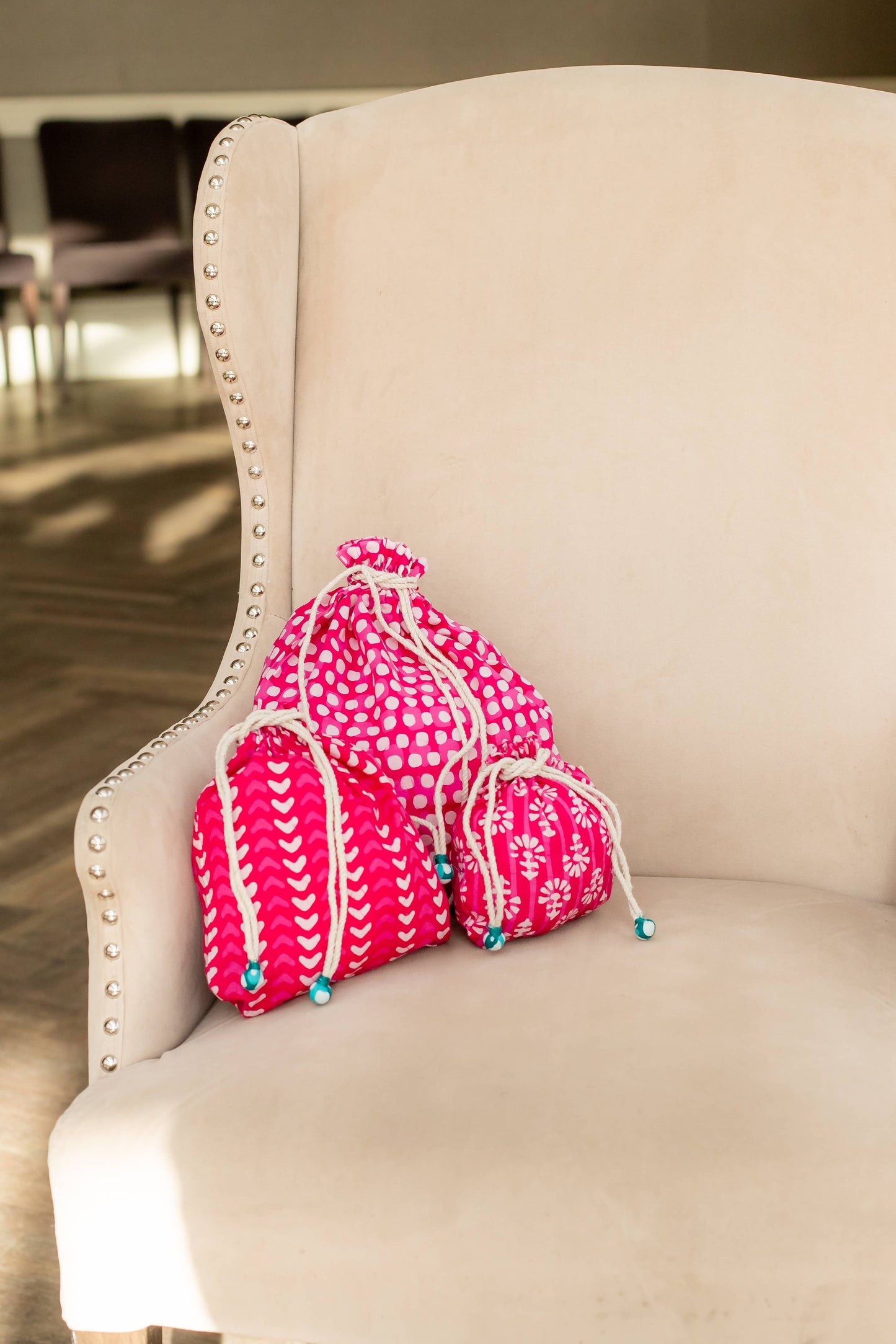 Reusable Fabric Gift Bags Double Drawstring-Batik Collection