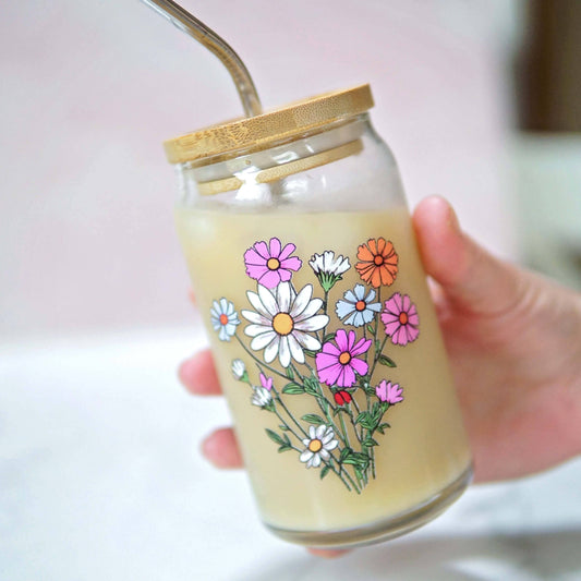 Wild Flowers Bouquet Can Glass