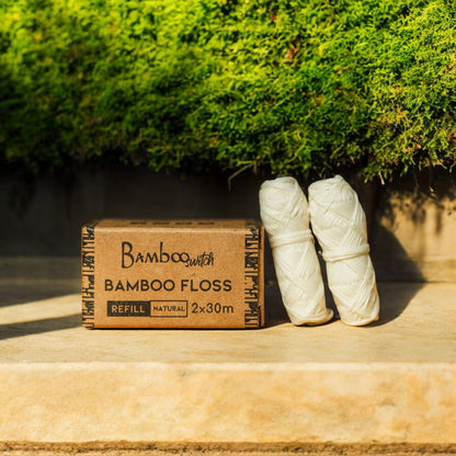Natural White Bamboo Floss Refill 2 Pack | Earth Day