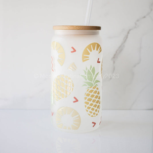 16oz "Pineapple" Glass Cup