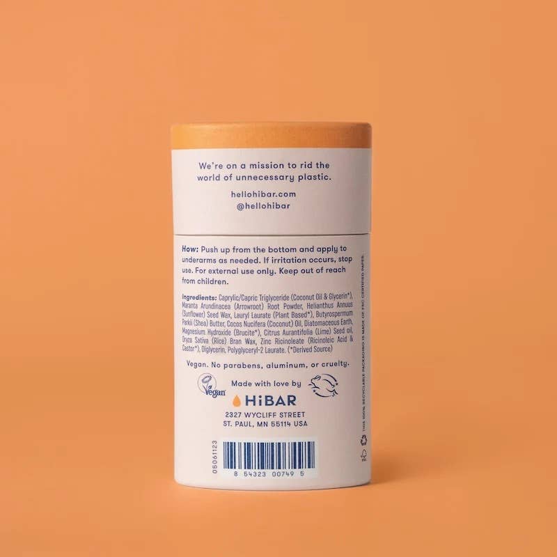 HiBAR Deodorant Sensitive  Pink-Iris+Neroli Baking soda free