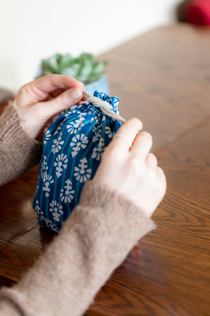 Reusable Fabric Gift Bags Double Drawstring-Batik Collection