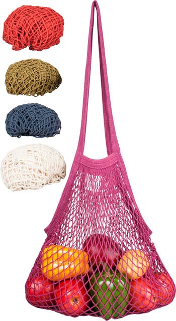 Natural Cotton Long Handle String Bag