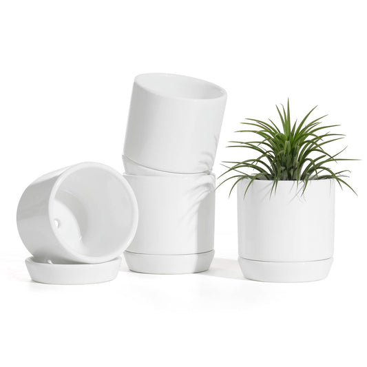 3 inch White Cylinder Ceramic Plant Pots