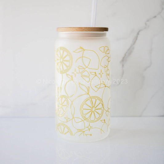 16oz "Lemon" Glass Cup