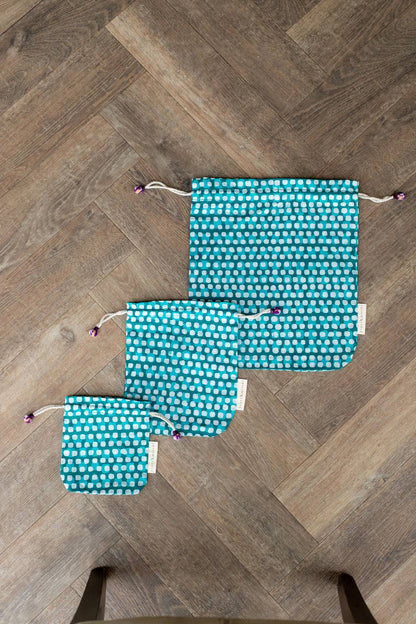 Reusable Fabric Gift Bags Double Drawstring-Batik Collection