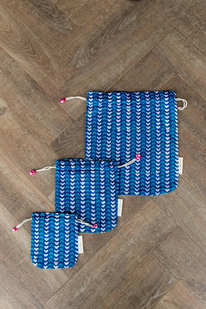 Reusable Fabric Gift Bags Double Drawstring-Batik Collection