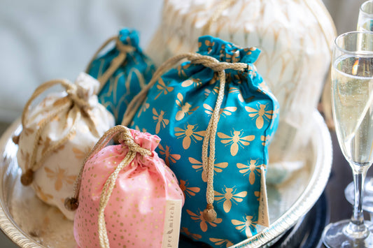 Reusable Fabric Gift Bags Double Drawstring- Luxe Gold Range